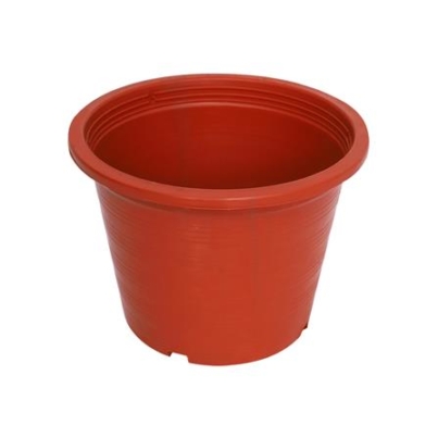 PLASTIC PLANTER PNP ROUND 8IN BRICK BROWN